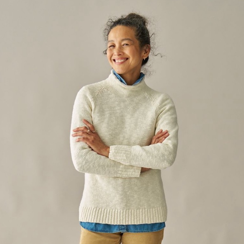 L.L.Bean women’s cotton ragg sweater funnel neck pullover | size xL